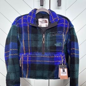 The North Face Jacquard Extreme Pile Pullover Sweater - Blue Green Plaid - NWT